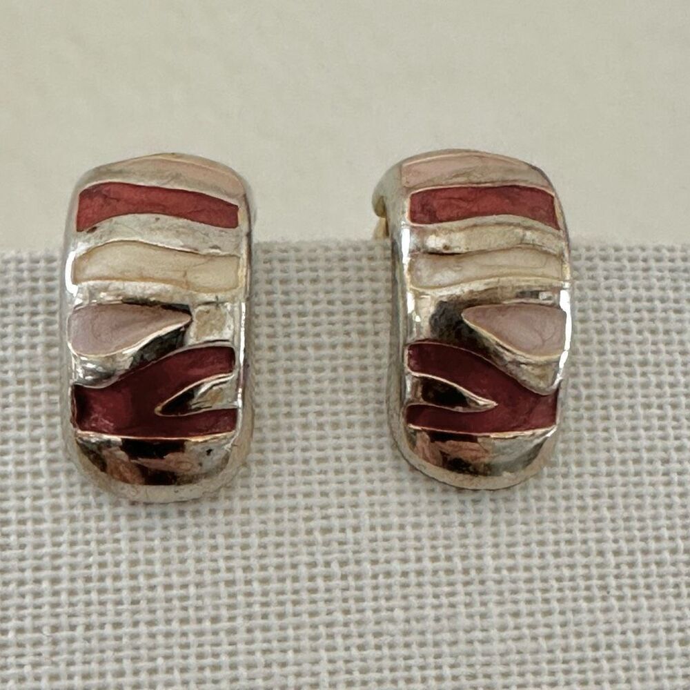 Gold tone and red clip on earrings